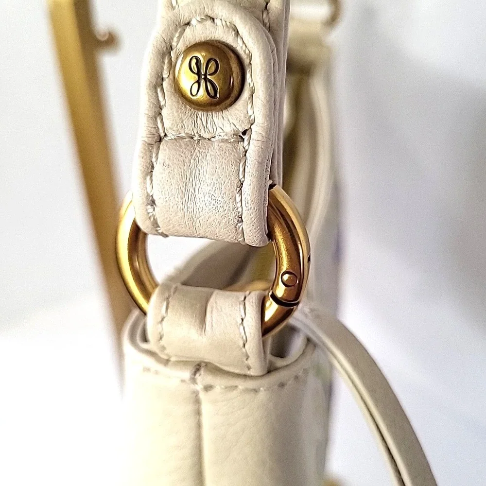 Retired HOBO Pier Ivory Leather Shoulder Bag Paisley Embroidered Boho Authentic